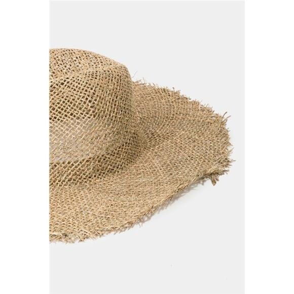✨NWT Fame Fringe Edge Straw Braided Western Fedora Hat - Picture 2 of 4